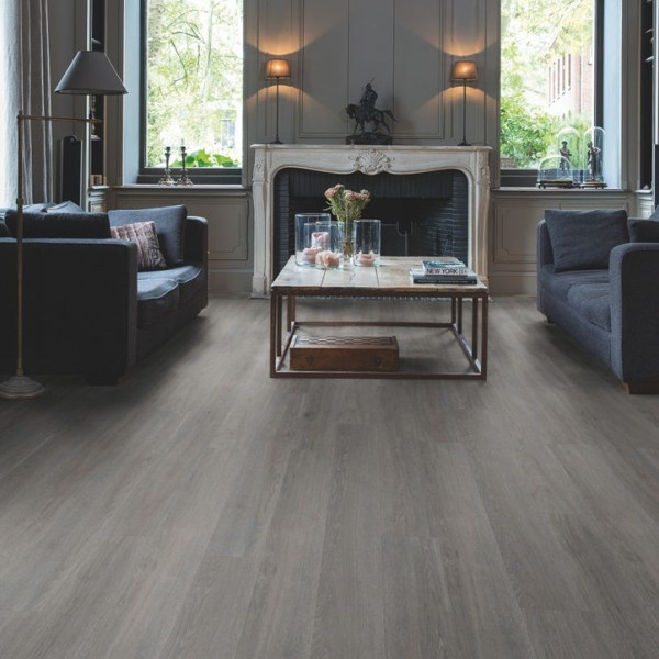 ПВХ плитка клеевая Quick Step Balance Glue Plus BAGP 40060 Дуб шелковый темно-серый, 33 класс, Толщина 2,5 мм, 3,655 м2