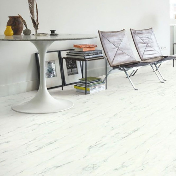 ПВХ плитка клеевая Quick Step Ambient Glue Plus AMGP 40136 Мрамор каррарский белый, 33 класс, Толщина 2,5 мм, 3,841 м2